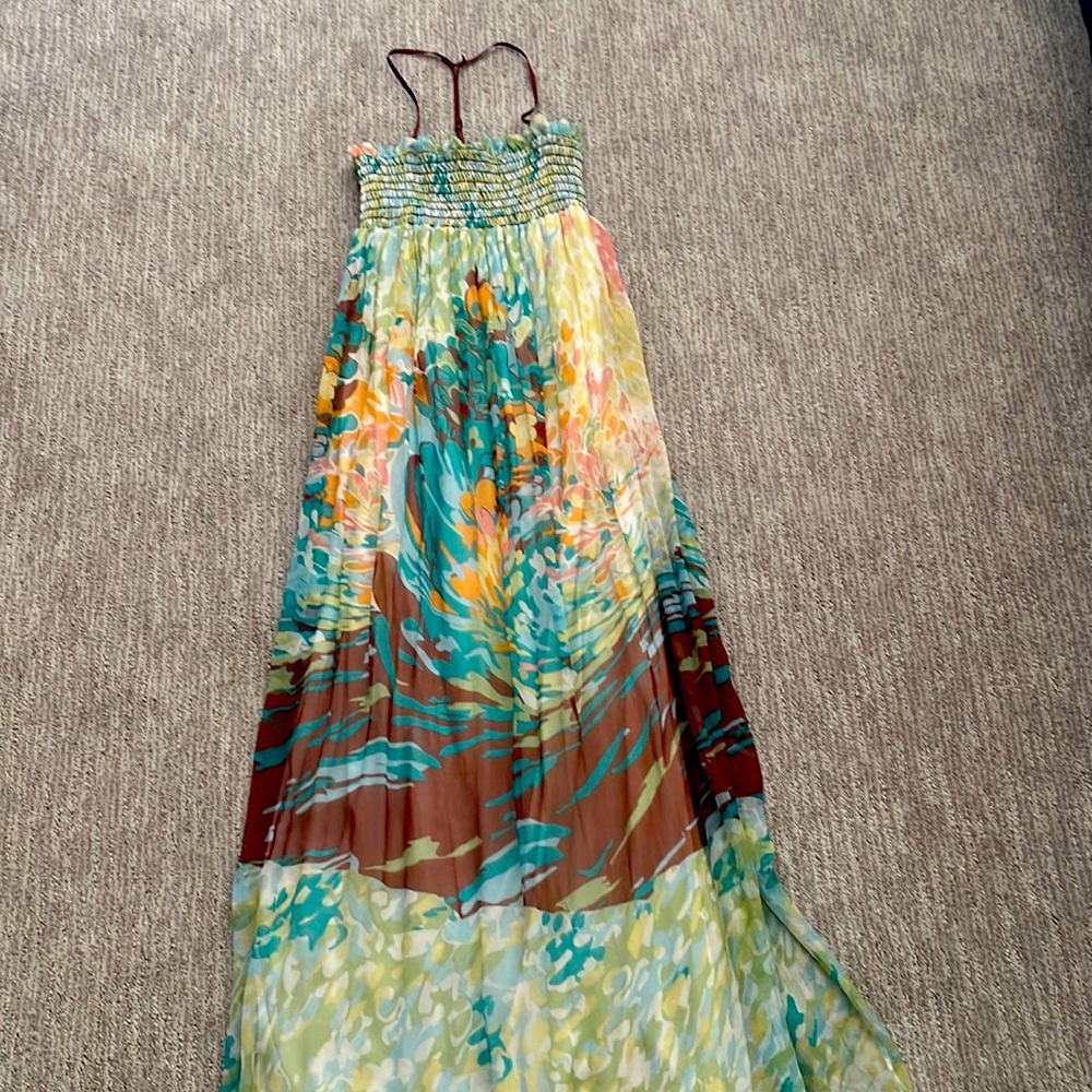 Studio M 100% silk maxi dress. Beautiful print.